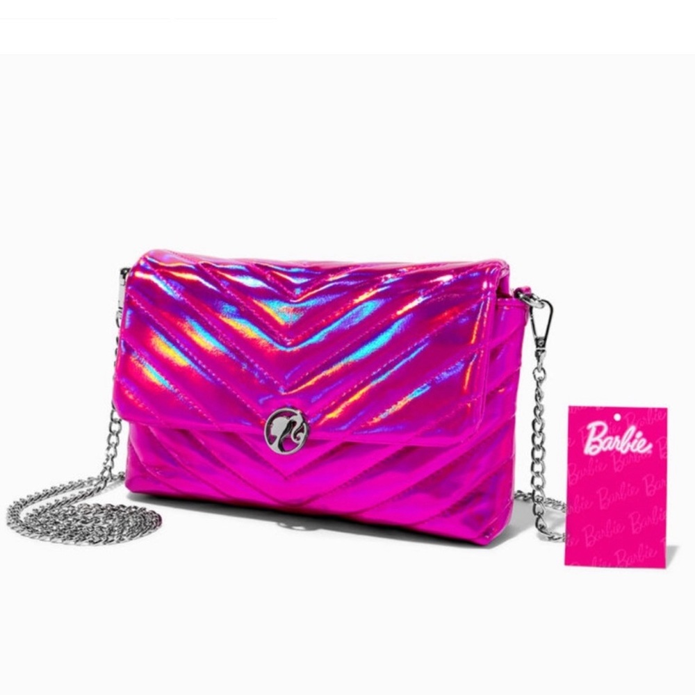 NWT Barbie Pink Holographic Crossbody Bag limited edition Mattel